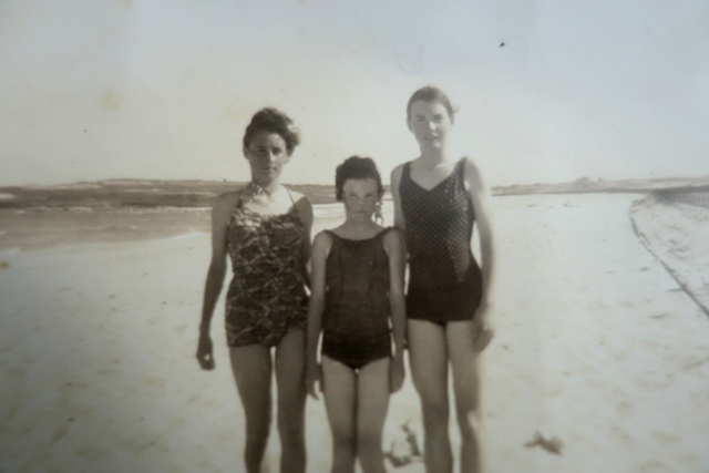 Mum in the middle with cousin Ann and sister Mary on Maroubra Beach 1