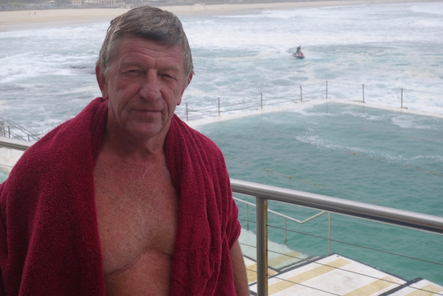 Grant, a regular at Bondi Icebergs all year-round, photo Therese Spruhan, August 2014