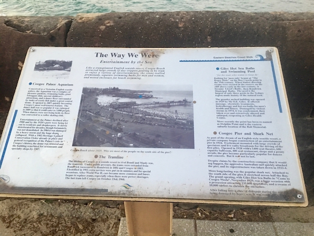 Coogee history along the promenade above the beach, photo Therese Spruhan, May 2017