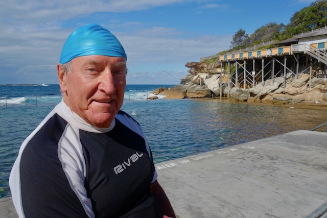 Reg, a regular at Wylie's Baths Coogee, photo Therese Spruhan, August 2014