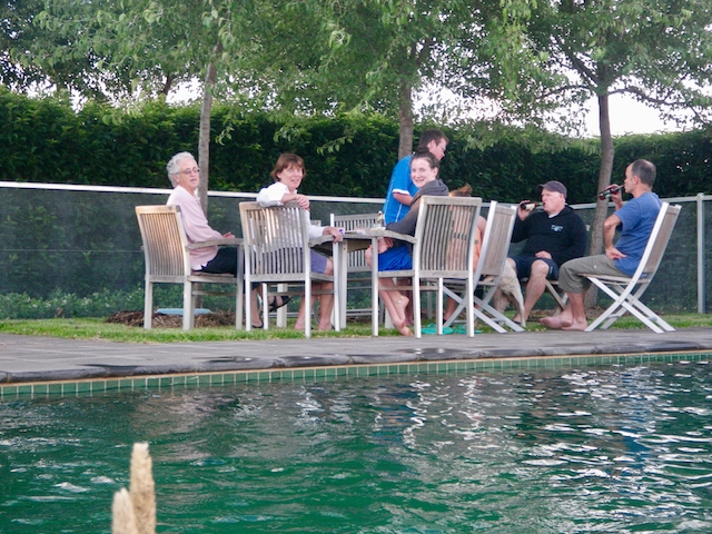 Evening drinks by the pool at Bilagal, Borambola, photo Therese Spruhan