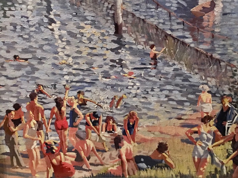 The Swimming Enclosure (detail) by Herbert Badham, painted in 1941 and part of the State Library of NSW's collection, photo taken by Therese Spruhan, 13 October 2018