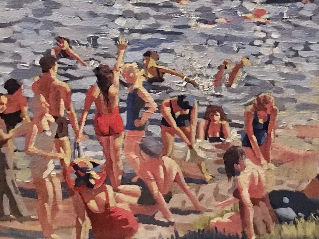 Detail of The Swimming Enclosure by Herbert Badham (1941) part of the State Library of NSW's art collection, photo taken 13 October by Therese Spruhan