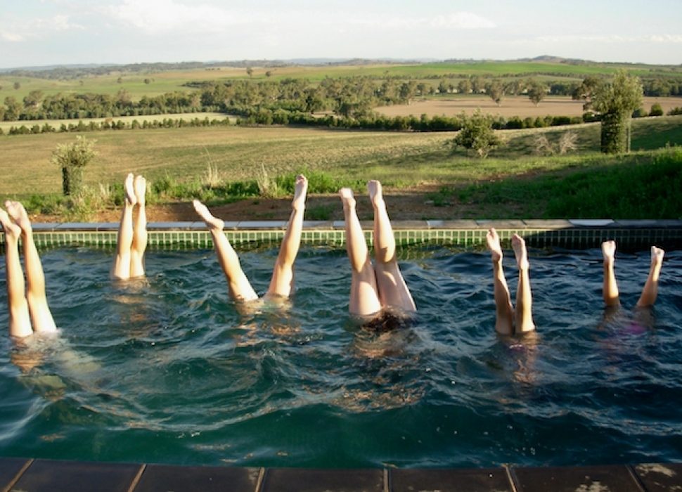 Handstands at the pool at Bilagal, Borambola, photo Therese Spruhan
