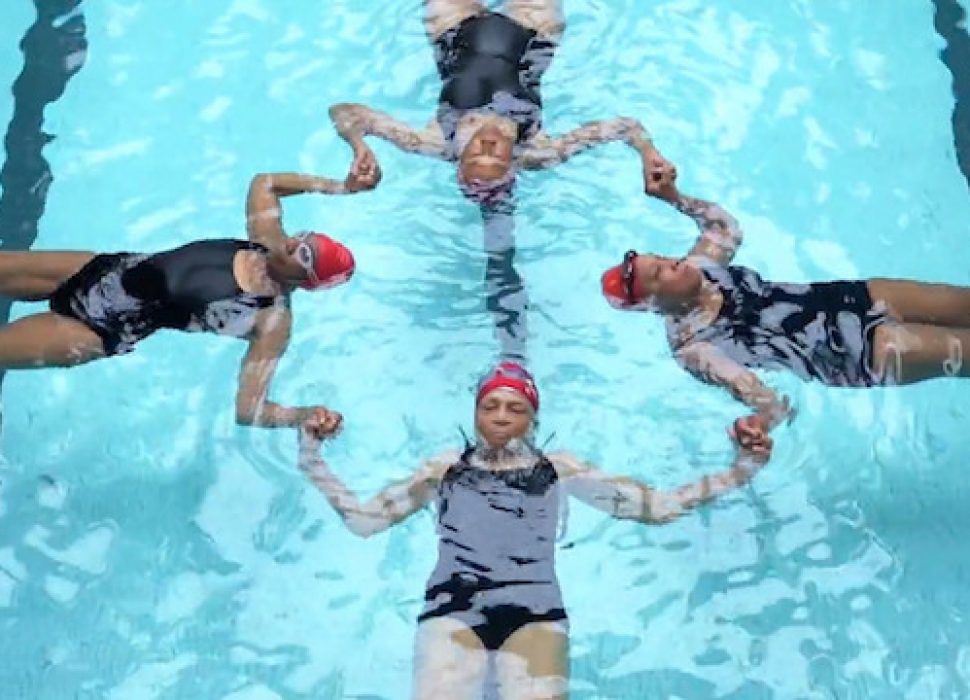 The Harlem Honeys and Bears seniors synchronised swimming team.